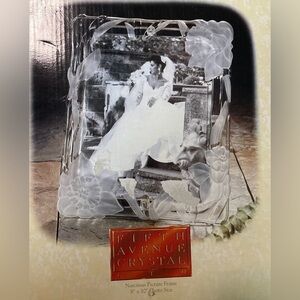 Elegant Fifth Avenue Crystal Etched Floral Design 8 x 10 Photo Frame New in box.